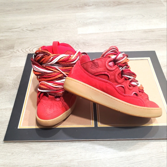 Lanvin Curb . Poppy Red Gum Sneakers